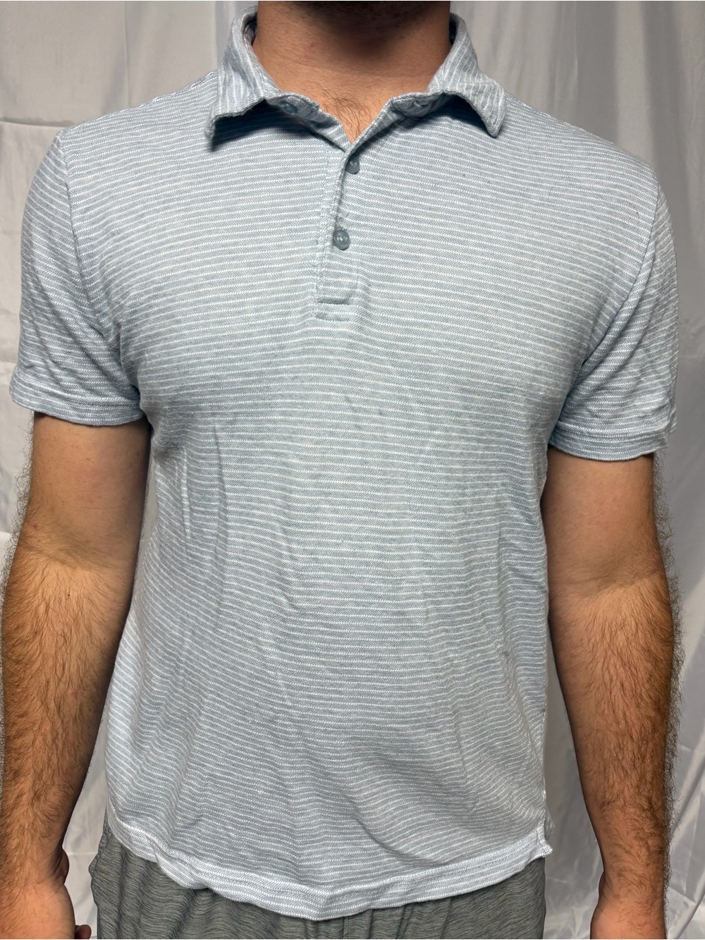 Rockport Pale Blue Striped Polo